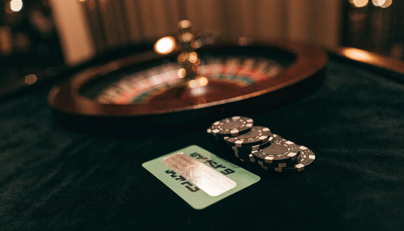 Neosurf voucher and casino chips on a dimly lit New Zealand gaming table.