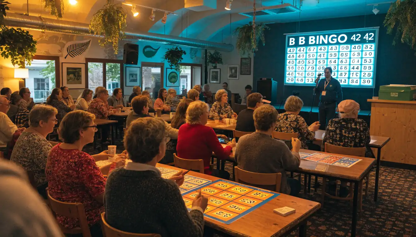 Players enjoying a bingo game in a modern New Zealand bingo hall