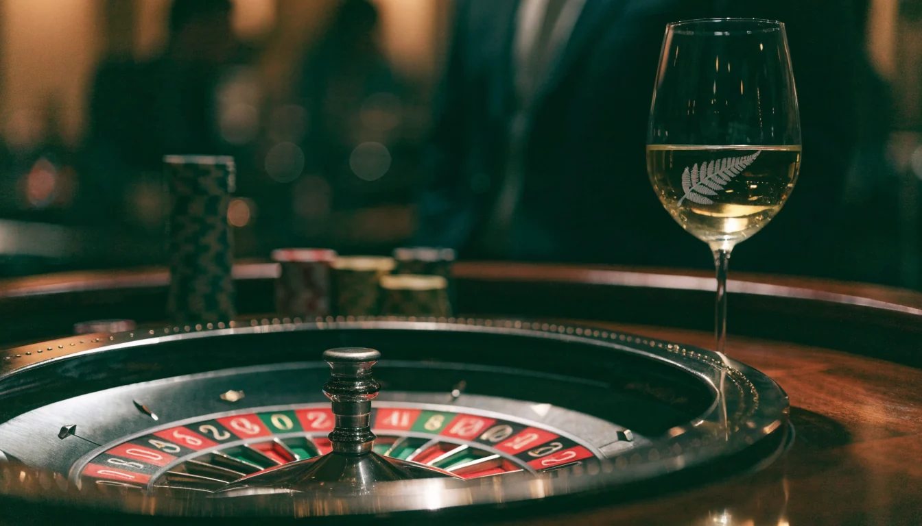 French roulette wheel with single zero on casino table