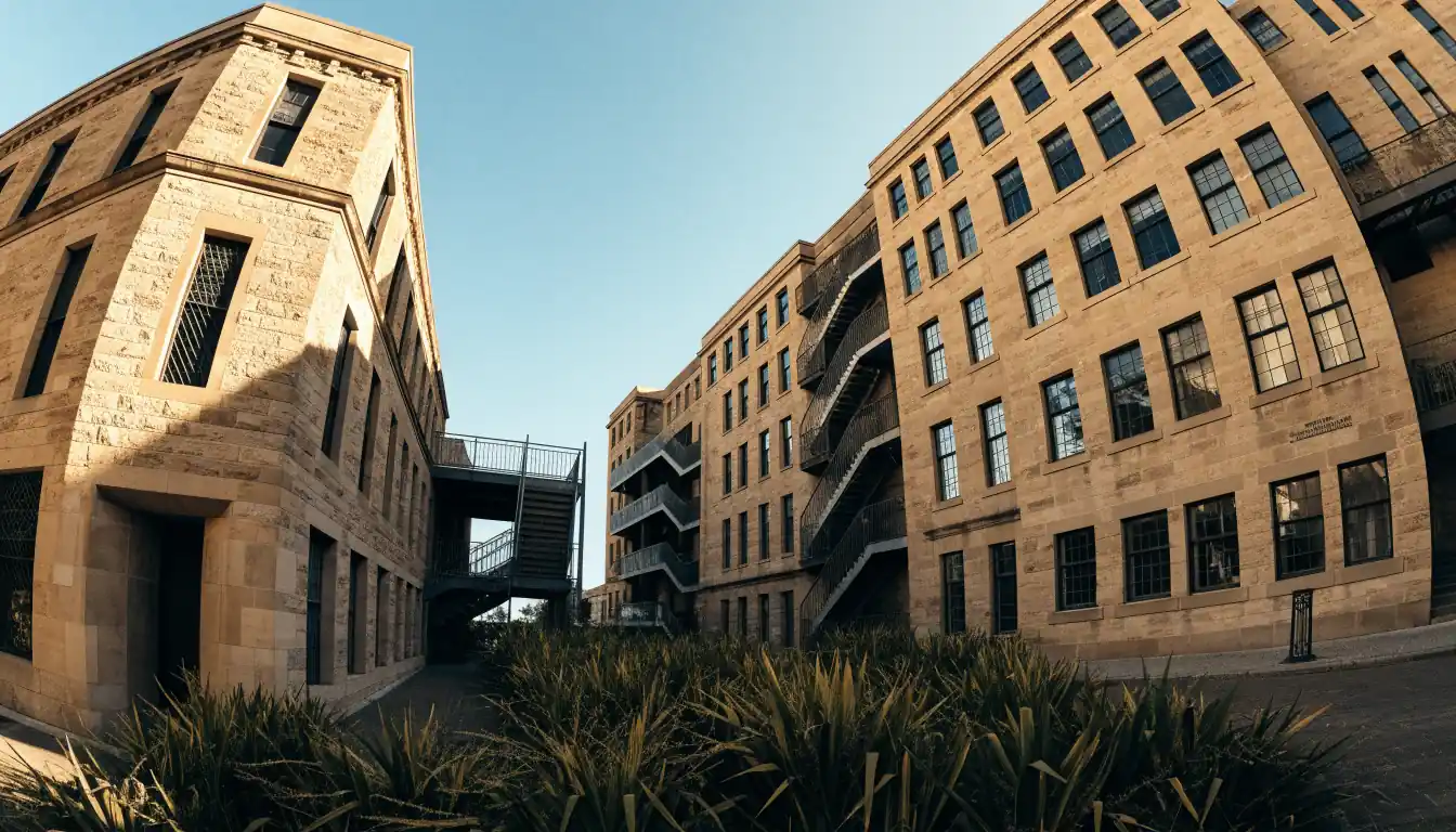 Two adjacent government buildings representing separate regulatory institutions