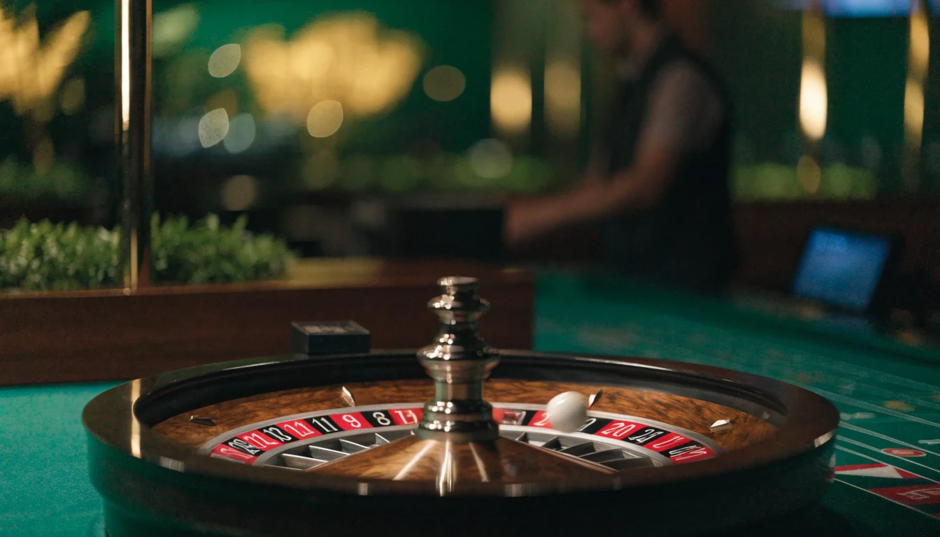 Live-dealer roulette wheel spinning on a casino table in New Zealand.
